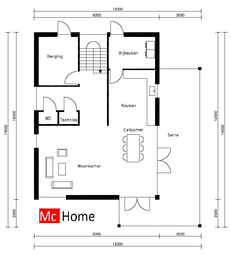 Mc-home.nl M2 moderne woning villa met gevelstuck en hout in staalframebouw