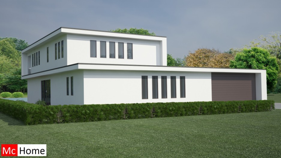 Mc-Home.nl M21 eigentijdse moderne villa met plat dak,  atelier of kantoor passief gebouwd in staalframe