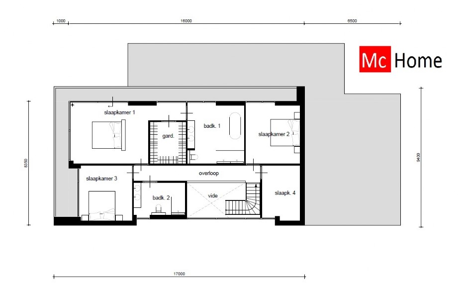 Mc-Home.nl M382 moderne kubistische woning met Staalframe bouwconstructie ATLANTA-MBS