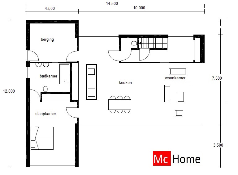 Mc-Home.nl M45 moderne villa met veel ramen en glas in staalframebouw energieneutraal of passief