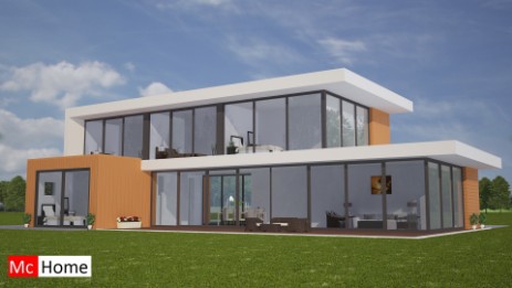 Mc-Home.nl M45 moderne villa met veel ramen en glas in staalframebouw 
