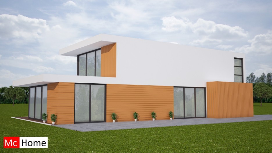 Mc-Home.nl M45 moderne villa met veel ramen en glas in staalframebouw energieneutraal of passief