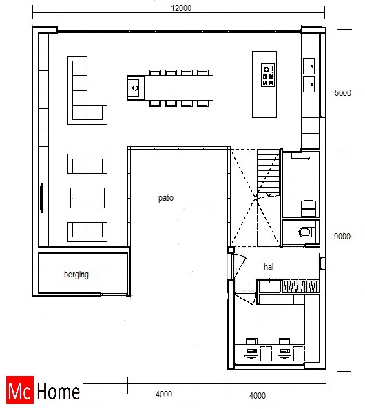 Mc-Home.nl M49 Patiovilla met veel glas en dakterras energieneutraal aardbevingbestendig staalframebouw