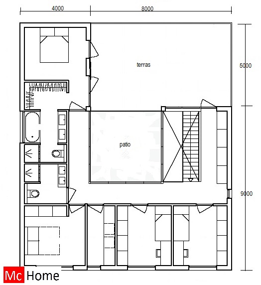 Mc-Home.nl M49 Patiovilla met veel glas en dakterras energieneutraal aardbevingbestendig staalframebouw