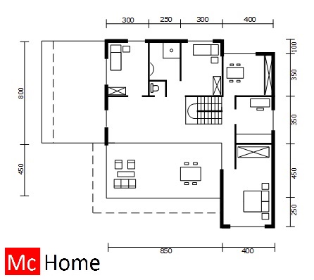 Mc-Home.nl M51 moderne kubistische villa met veel glas bouwen aanleunwoning voor 2 gezinnen  inwonend ouders studerende en kinderen