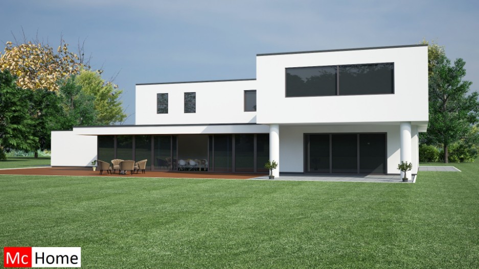 Mc-Home.nl M52 moderne kubistische villa met veel glas bouwen aanleunwoning voor gezin met inwonende ouders studerende kinderen