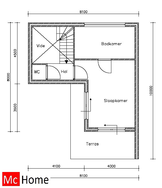 Mc-Home.nl M 53 moderne woning levensloopbestendig met kleine gastenverdieping patio en overdekt terras. Aarbevingsbestendig passief in staalframebouw 