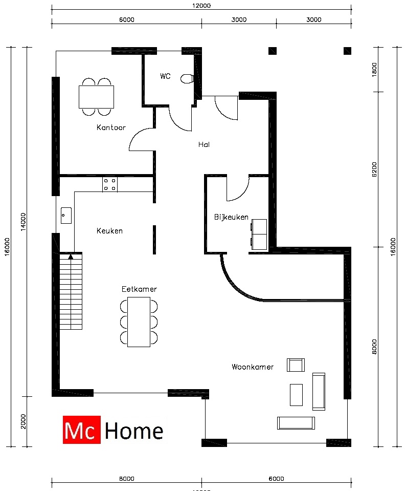 Mc-Home.nl M6 moderne kubistische woning met inpandige garage aarbevingbestendig in staalframebouw
