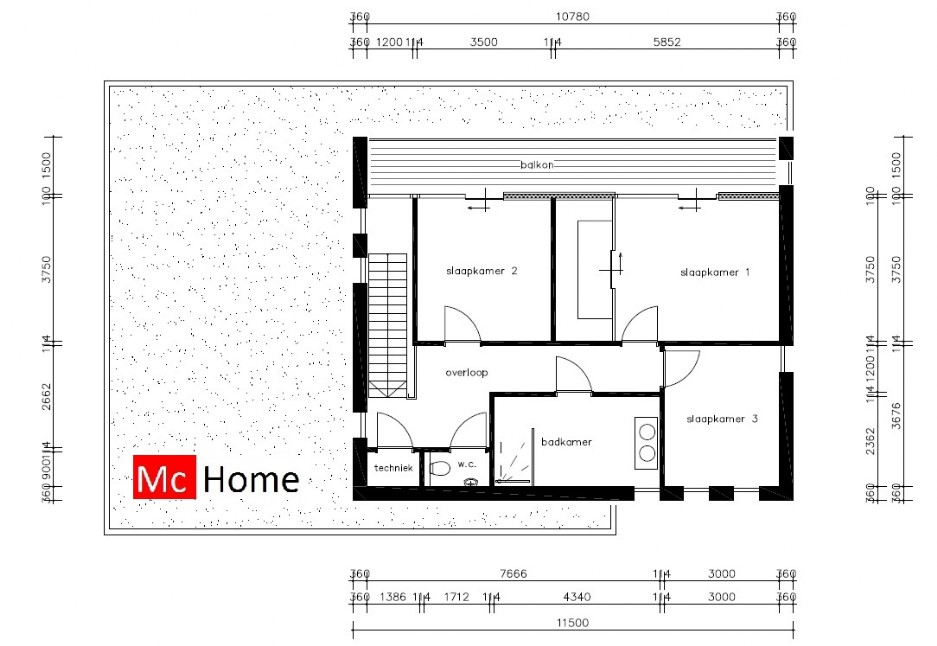 Mc-Home.nl architectuur kubistische woning M62 v1 Hoogeveen dakterras gevelstuc hout natuursteen grote inpandige garage staalframebouw 