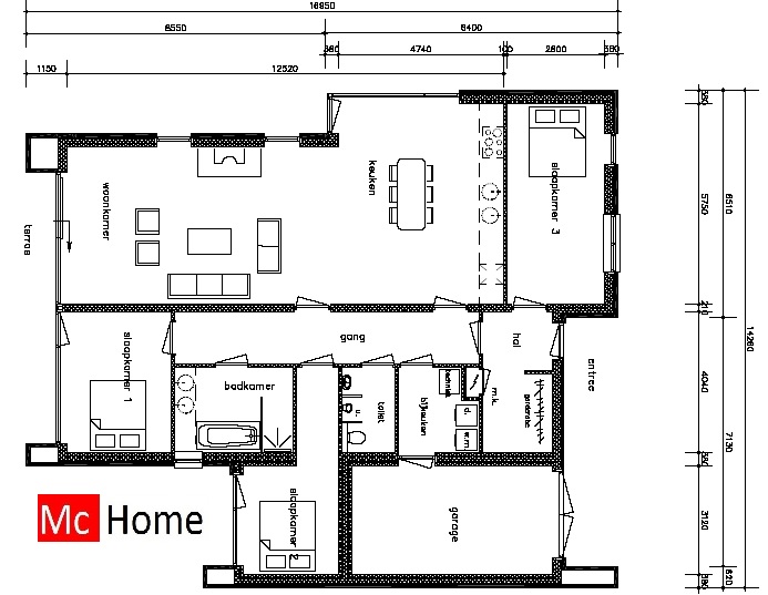 Mc-Home.nl Moderne bun galow bouwen gelijkvloerse woning B20