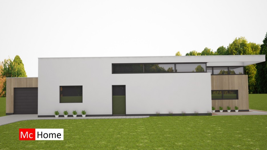 Mc-Home.nl Moderne gelijkvloerse woning onder architectuur energieneutraal plat dak B55