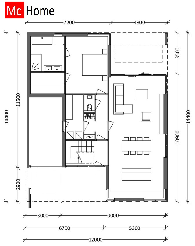 Mc-Home.nl Moderne kubistische woningontwerpen en energieneutrale bouw M155 met terra