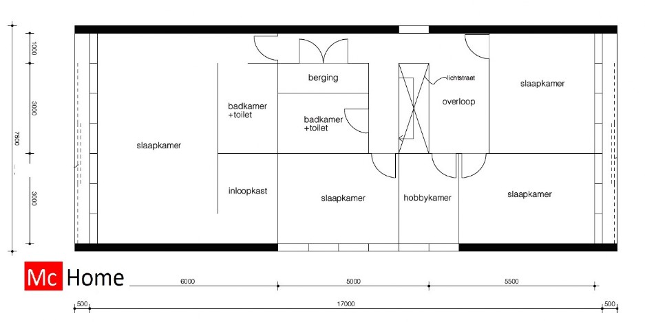 Mc-Home.nl Strakke rechthoekige moderne villawoning met 2 verdiepingen M169 