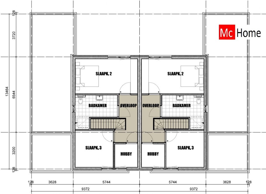 Mc-Home.nl TK50 2-onder-1-kap moderne kubus geschakelde woning