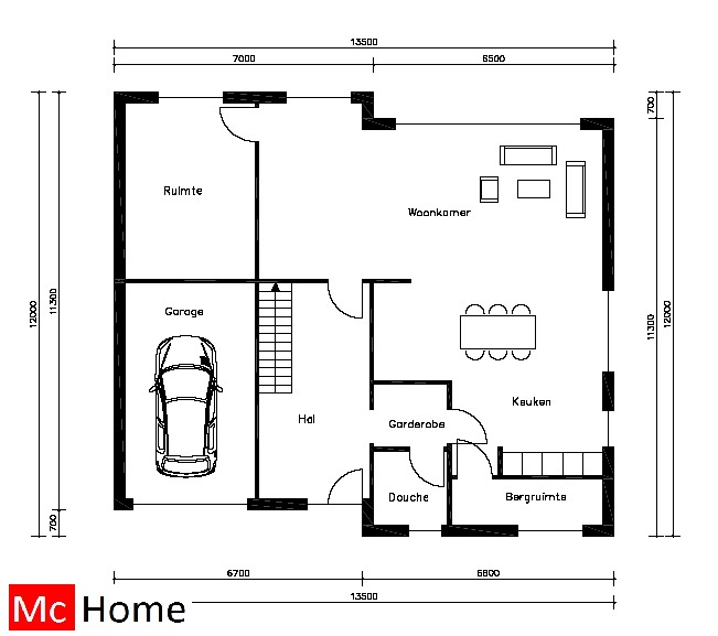 Mc-Home.nl TK8  moderne kubistische 2 onder 1 kap geschakelde woning met inpandige garage en dakterras staalframebouw  