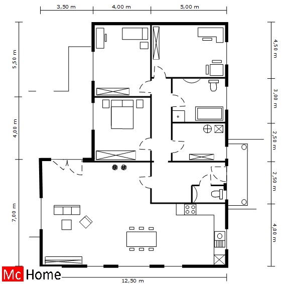 Mc-Home.nl B7 moderne energieneutrale bungalow gelijkvloers passief staalframebouw aardbevingbestendig