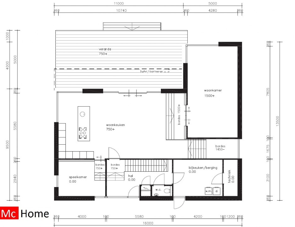 Mc-Home.nl moderne kubistische villa met splitlevel vlMc-Home.nl moderne kubistische evilla met splitlevel vloeren kelder buitenterras en overdekt balkon