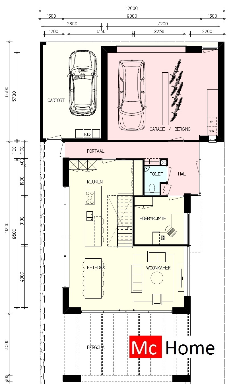 Mc-Home.nl moderne woning kubistische bouwstijl met inpandige garage tuinkamer veel licht M140 