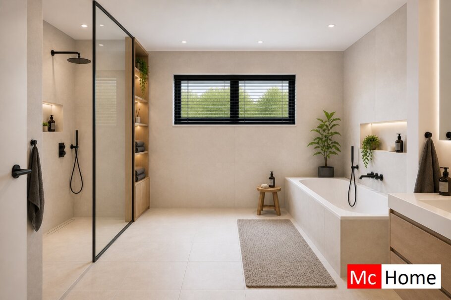 Mc-Home.nl type 136 Bekijk de interieurfoto's van deze stijlvolle bungalow met slaapkamer en badkamer op de begane grond 