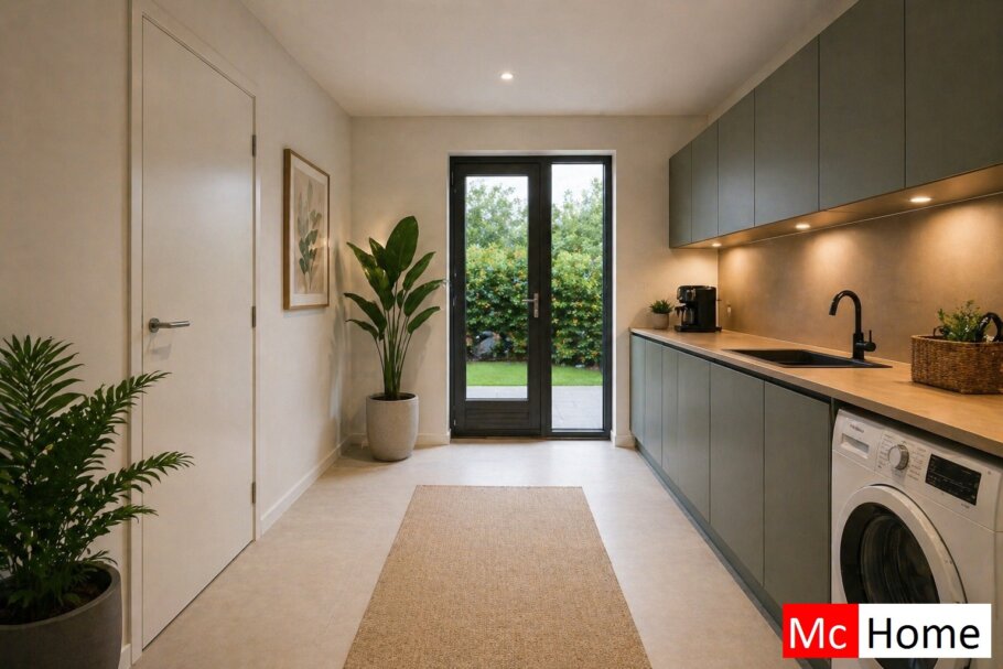 Onderhoudsarme gelijkvloerse bungalow met licht hellend dak en moderne houten gevelbekleding