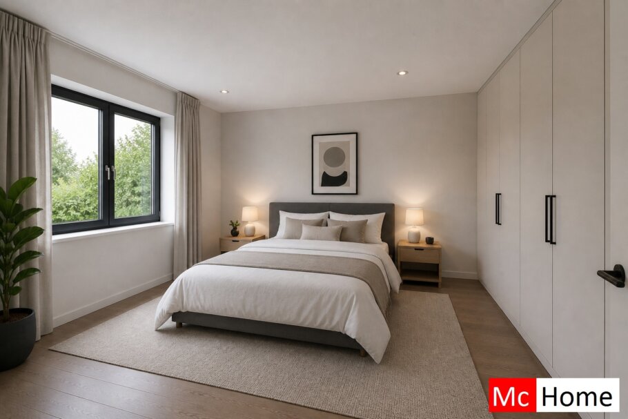 Onderhoudsarme gelijkvloerse bungalow met licht hellend dak en moderne houten gevelbekleding
