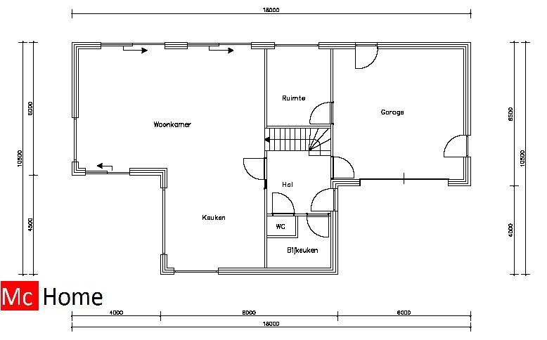 Mc-Home.nl M20 bauhaus kubistisch platdak staalframebouw of houtkeletbouw