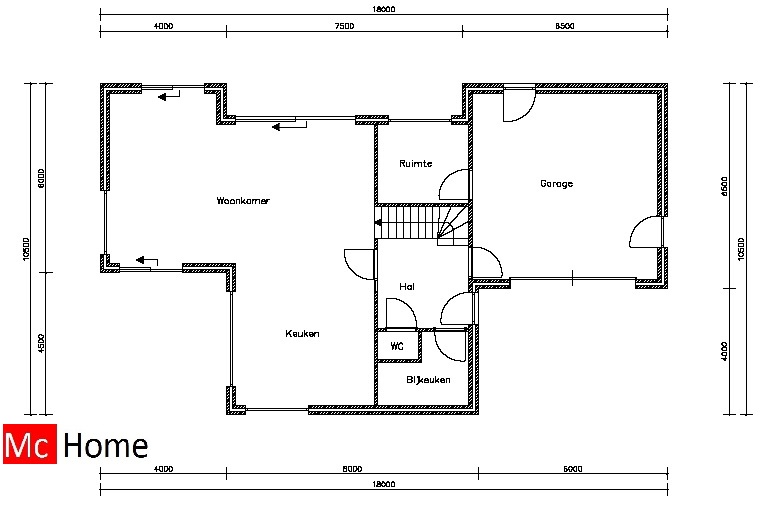 Mc-Home.nl M20 bauhaus kubistisch platdak staalframebouw of houtkeletbouw