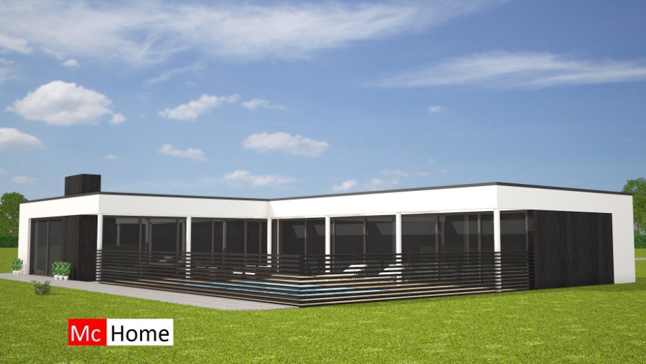 Mc-Home.nl vrijstaande moderne nieuwe bungalow met plat dak ontwerpen en bouwen B33 