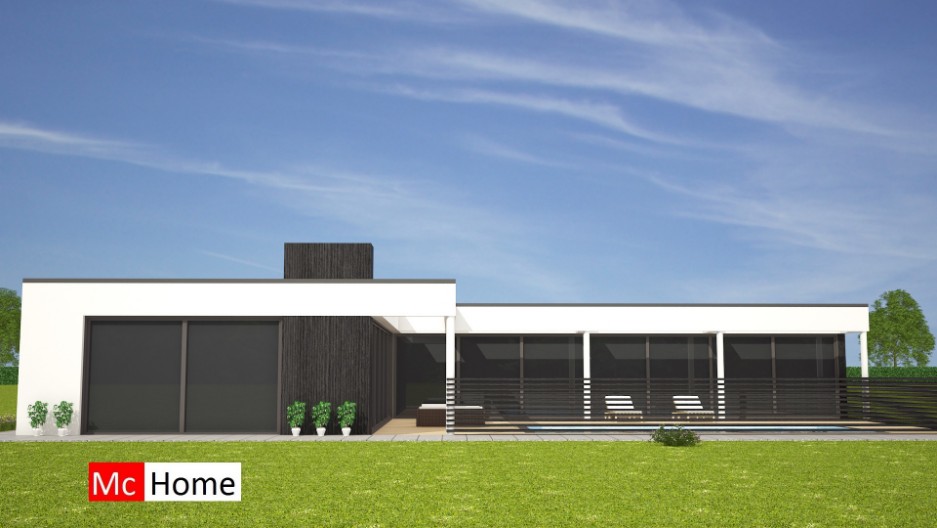 Mc-Home.nl vrijstaande moderne nieuwe bungalow met plat dak ontwerpen en bouwen B33 