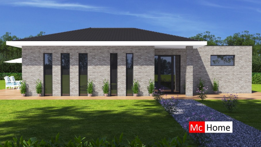 Mc-Home.nl B158 Nieuwbouw bungalow  hellend dak met kap Staalframebouw Nederland 