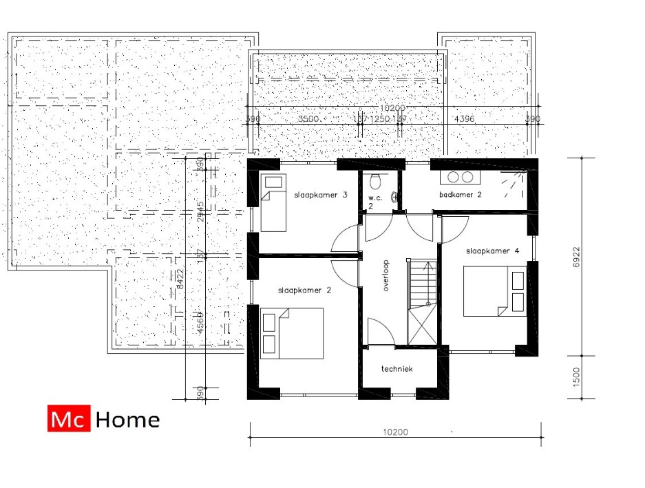 Mc-home M377 moderne kubistische levenloopbestendige villawoning met verdieping 