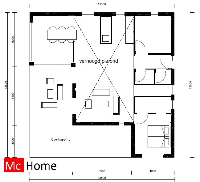 Mc-home.nl B 84 moderne bungalow onder architectuur  prefab bouwen in staalframebouw energieneutraal