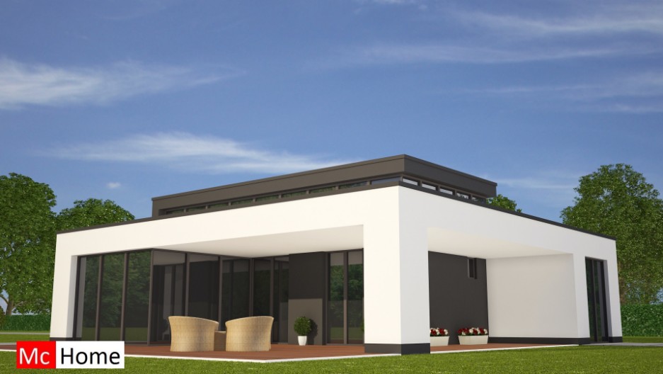Mc-home.nl B 84 moderne bungalow onder architectuur  prefab bouwen in staalframebouw energieneutraal
