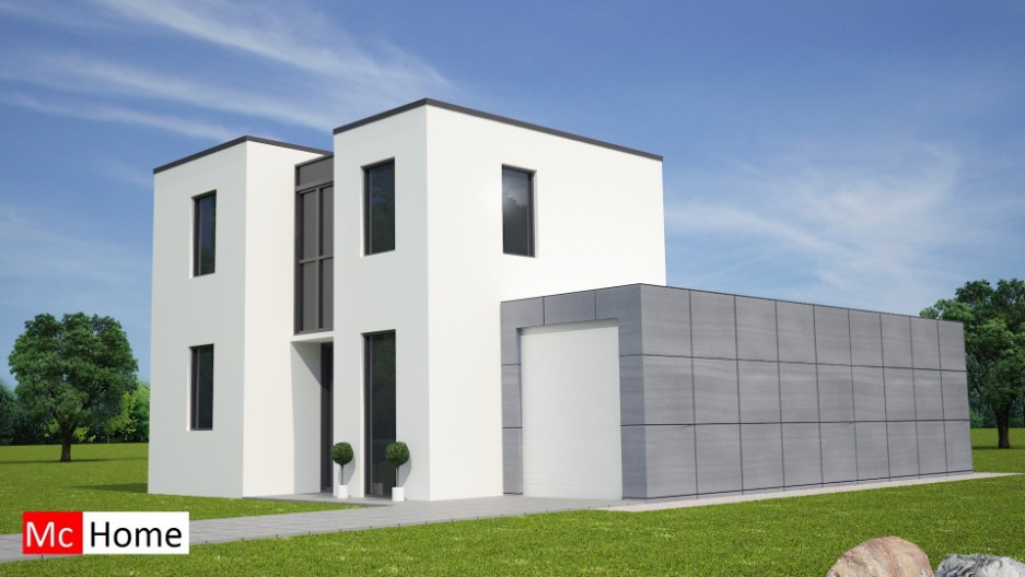 Mc-home.nl B21 nieuwe moderne woning bouwen gelijkvloers wonen met gastenverblijf in verdieping energieneutraal staalframebouw of traditioneel