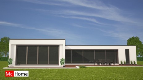 Mc-home.nl B28 ruime moderne bungalow met plat dak en veel glas energieneutraal in staalframebouw 