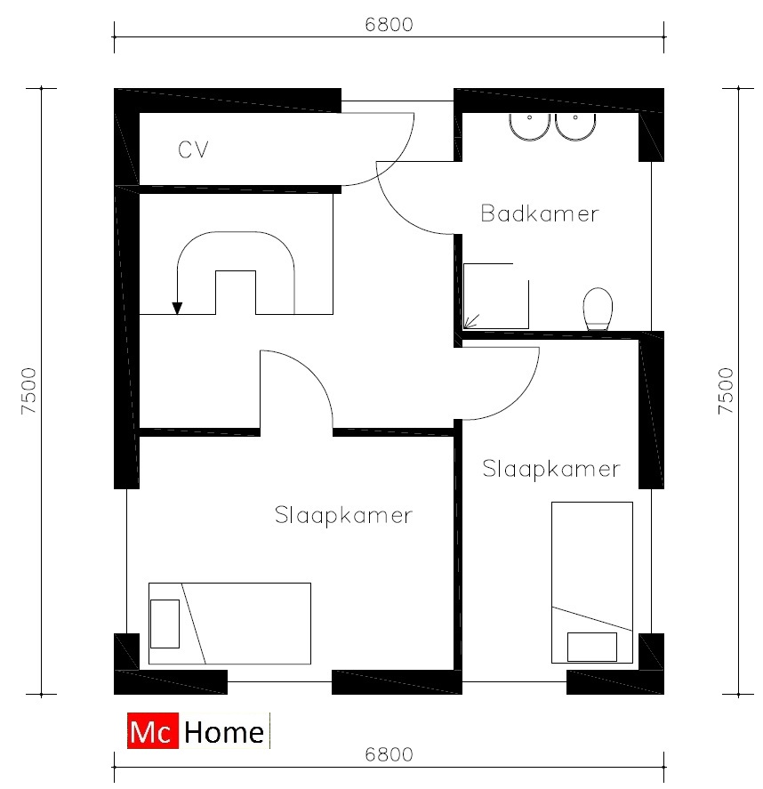 Mc-home.nl B83 ontwerp nieuwe gelijkvloerse bungalow energieneutraal levensloopbestendig in staalframebouw