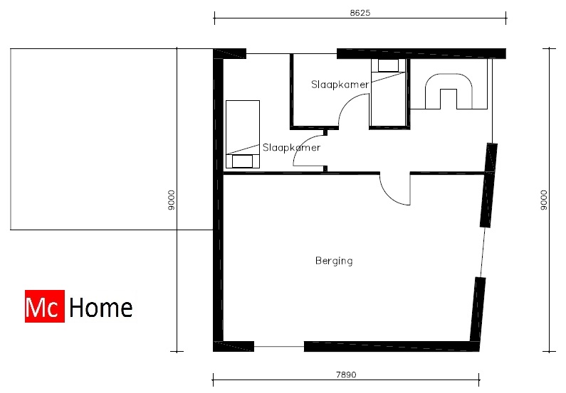 Mc-home.nl K 43 duurzame moderne woning met lessenaarskap in staalframebouw of houtskelet en moderne gevelafwerking