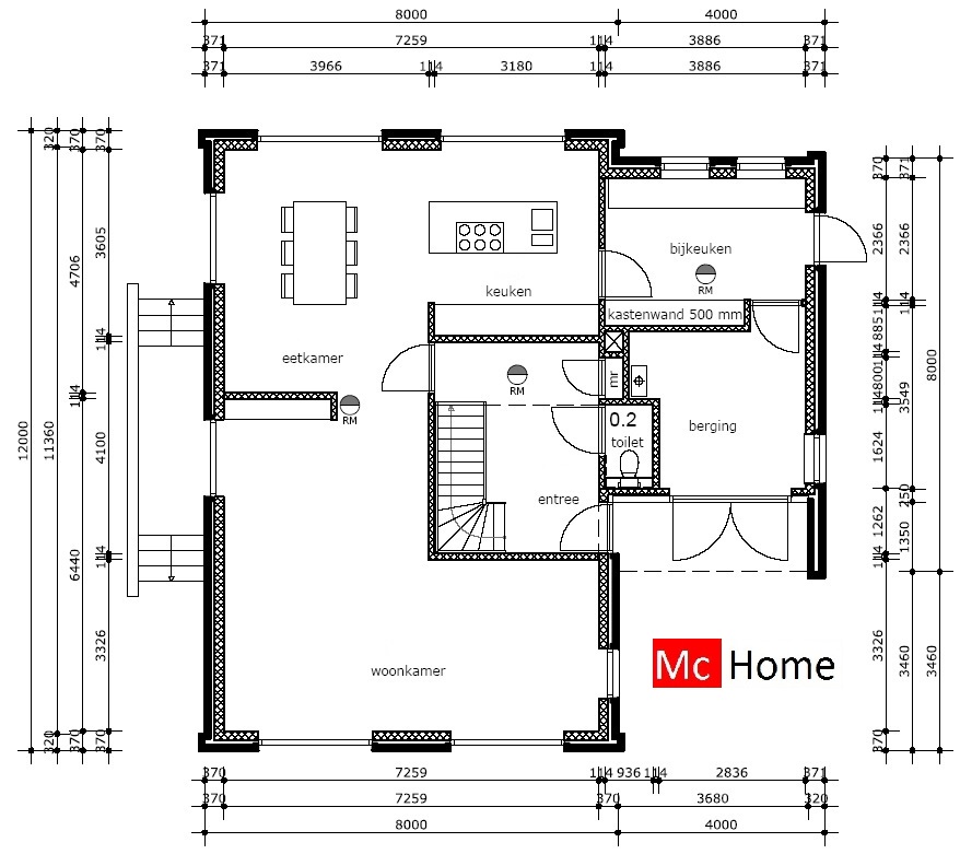 Mc-home.nl K30 woning met zadeldak en zijvleugel moderne duurzame energieneutrale bouwwijze