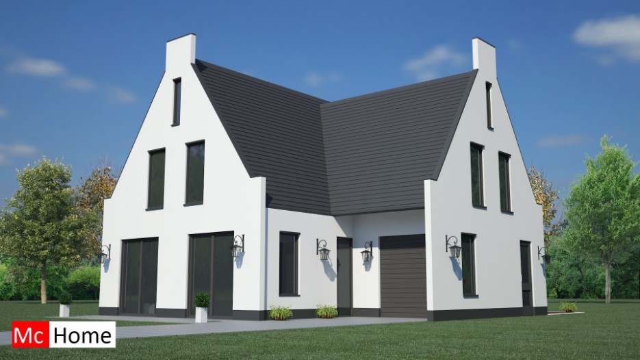 Mc-home.nl K30 woning met zadeldak en zijvleugel moderne duurzame energieneutrale bouwwijze