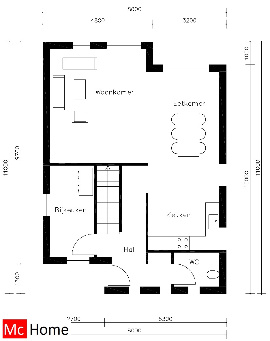 Mc-Home.nl M17 moderne kubistische woning staalframebouw passiefbouw