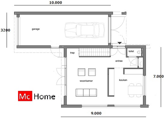 MC-HOME.NL M87 betaalbare moderne energiearme aardbevingbestendige woning met garage in staalframebouw 