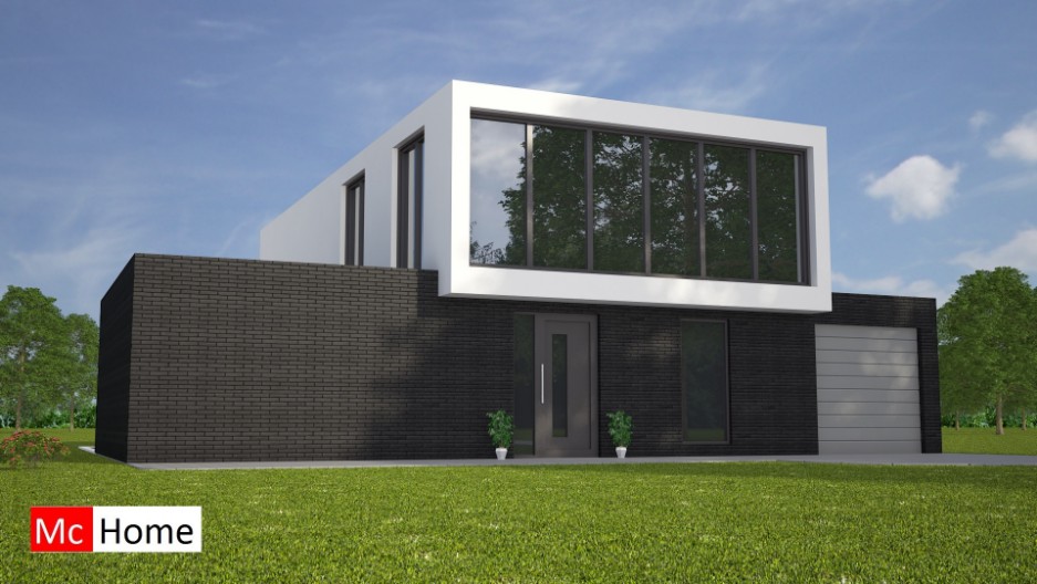 Mc-home.nl M92 moderne kubistische villa met grote raampartijen duurzame materialen staalframebouw of houtskelet bouwwijze