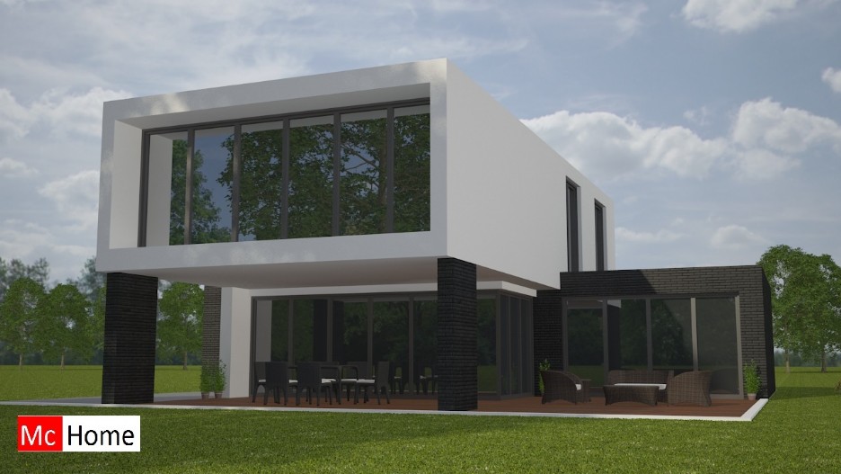 Mc-home.nl M92 moderne kubistische villa met grote raampartijen duurzame materialen staalframebouw of houtskelet bouwwijze