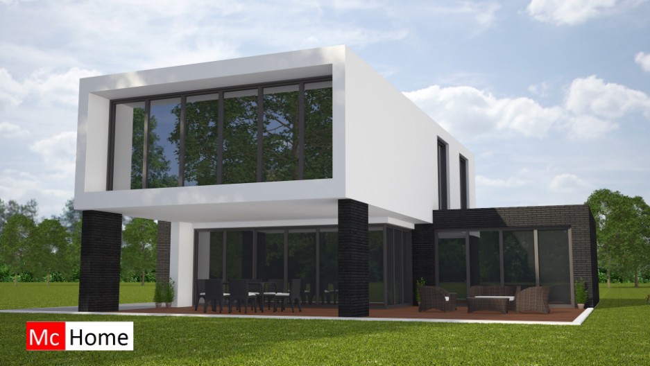 Mc-home.nl M92 moderne kubistische villa met grote raampartijen duurzame materialen staalframebouw of houtskelet bouwwijze