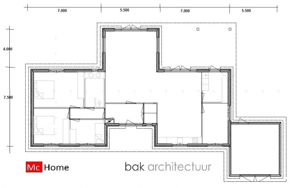 mc-home.nl B23 gelijksvloerse levensloopbestending aardbevingbestendig bungalow passief gebouwd in staalframebouw
