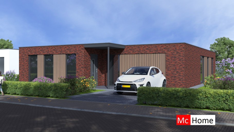 McHome B 196 bungalow met plat dak en terrasoverkapping  McHome B 196 bungalow met plat dak en terrasoverkapping