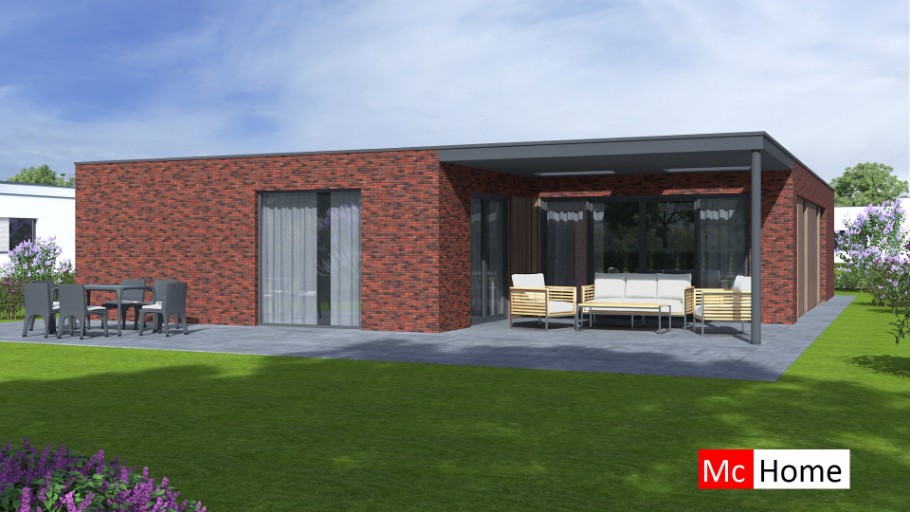 McHome B 196 bungalow met plat dak en terrasoverkapping  McHome B 196 bungalow met plat dak en terrasoverkapping