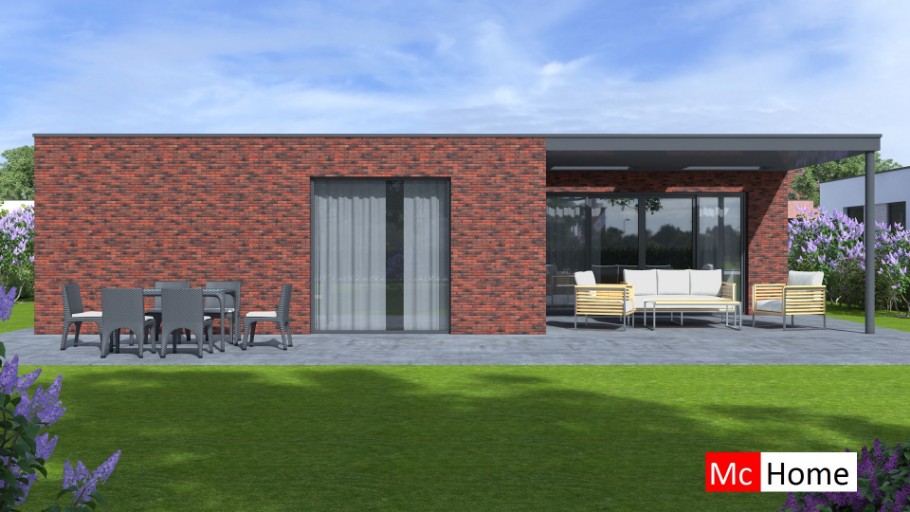 McHome B 196 bungalow met plat dak en terrasoverkapping  McHome B 196 bungalow met plat dak en terrasoverkapping