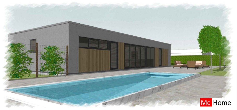 McHome B 198 bungalow plat dak type met 3 slaapkamers staalframebouw Nederland