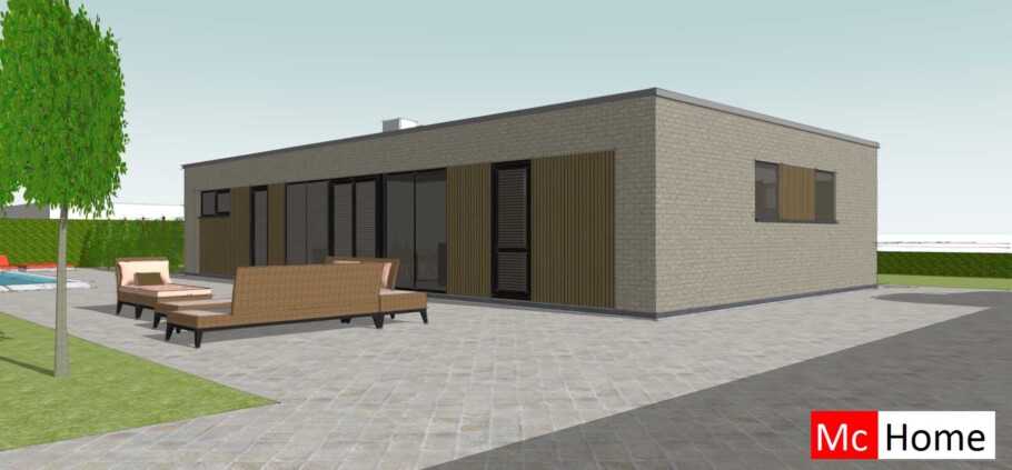 McHome B 198 bungalow plat dak type met 3 slaapkamers staalframebouw Nederland